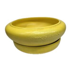 VTG Haeger Round Shallow Bowl Planter With Base USA Yellow Retro MCM Royal